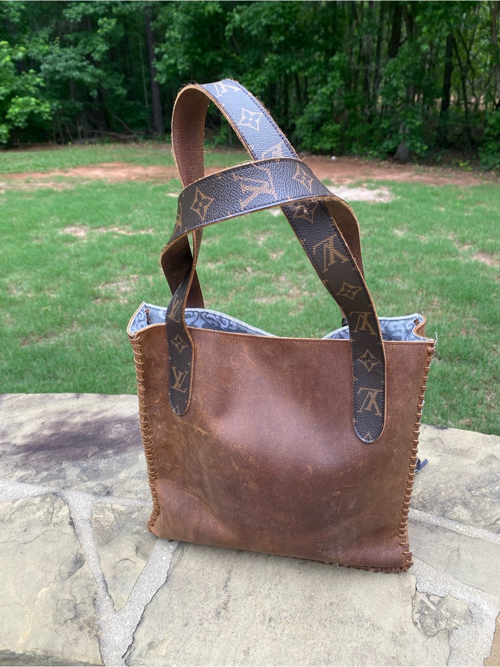 Louis Vuitton White Haircalf Tote with Monogram Trim and Tassel - Picture 3 of 8